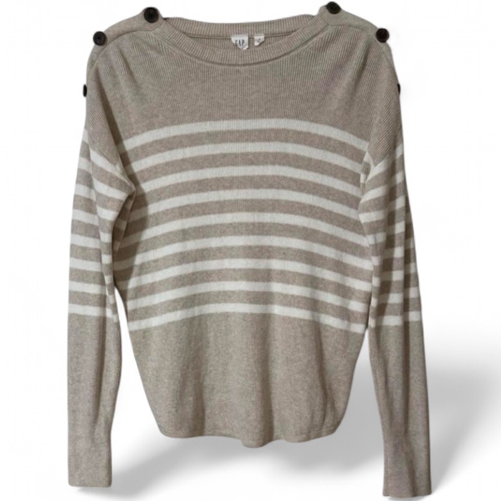 GAP Striped Button-Shoulder Sweater, Size Small
